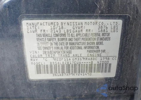 2019 Nissan Sentra S from USA, damaged, VIN 3N1AB7AP9KY241490